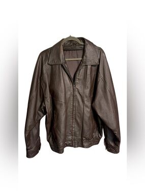 Men's Brown Leather Zip-Front Jacket